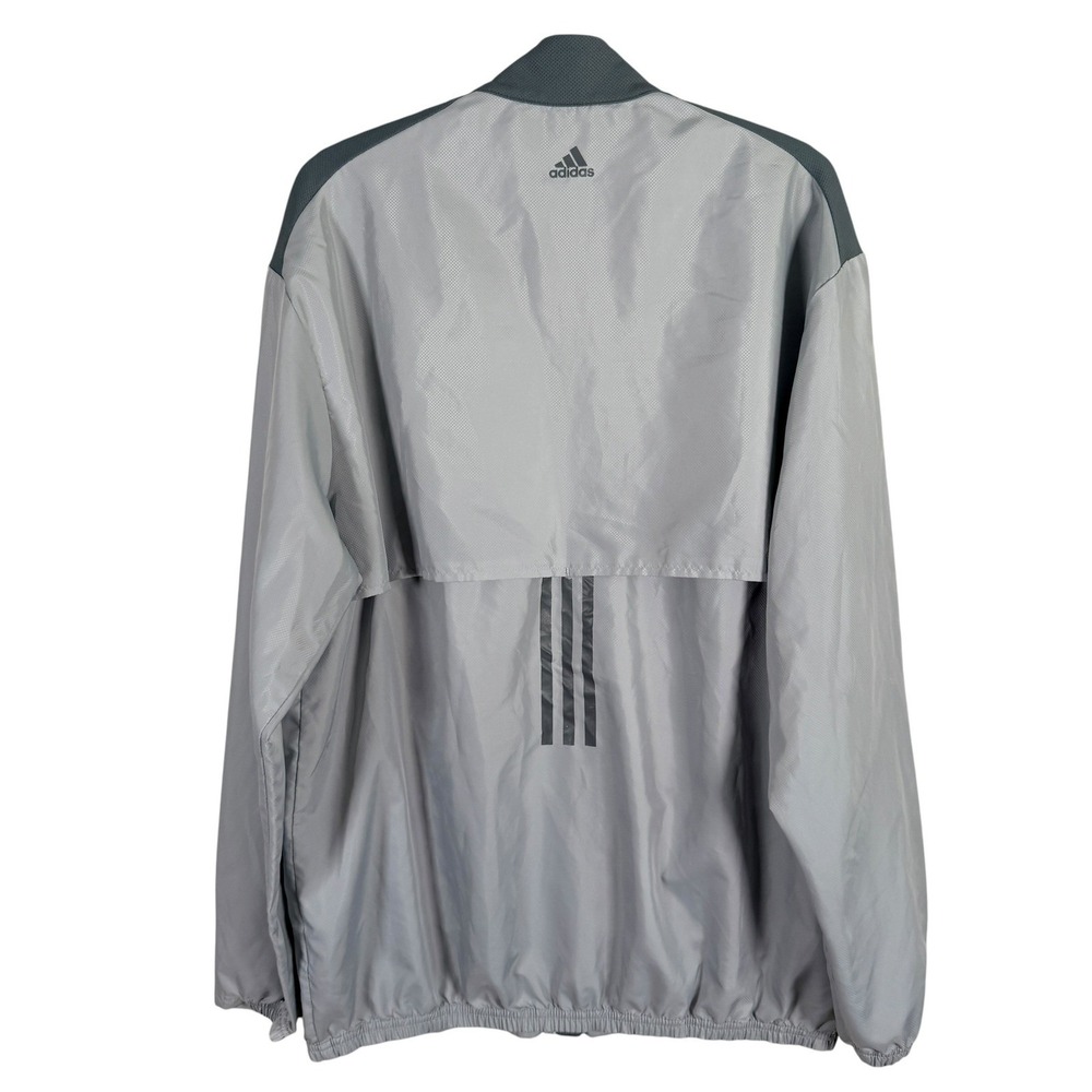 Adidas Windbreaker Jacket Mens L Gray Full Zip Golf Performance Shell Vented